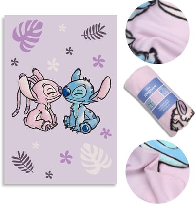 DISNEY Stitch Lichtpaars ZACHTE deken FLEECE POLAR, bedsprei voor kinderen 100x150 cm, OEKO-TEX