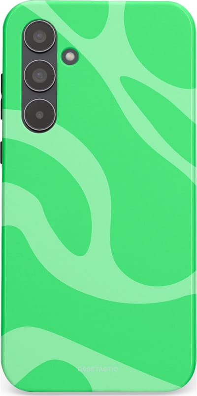 Casetastic hoesje geschikt voor Samsung Galaxy A55 - Dubbellaagse bescherming - Limoen Groene Vloeiende Golven - Fashion Case - Groen