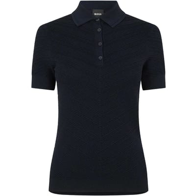 Boss Fointa Chevron poloshirt met korte mouwen voor dames (Donkerblauw)