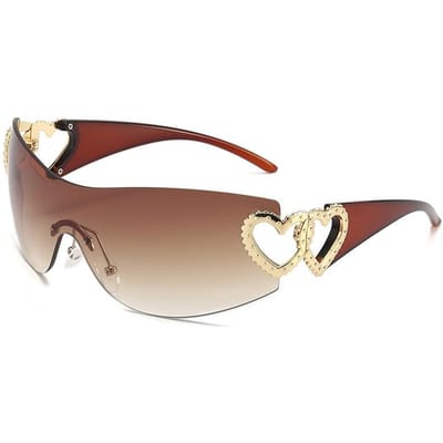 Mode Liefde Zonnebril Luxe Designer PC Zonwering Randloos Y2K Dames Toekomstige Stijl Zonnebrillen Lentes De Sol Mujer