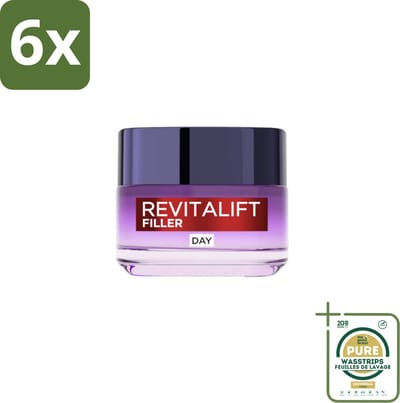 L'Oréal Revitalift Filler Dagcrème 50 ml - Voordeelverpakking - 6 stuks - Hyaluronzuur crème - Fibroxyl crème