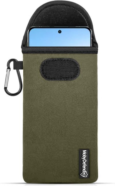 MobyDefend Hoesje - Geschikt voor Oppo Reno 8 Pro - Neopreen Pouch Met Karabijnhaak - Insteek - Riemlus - Groen