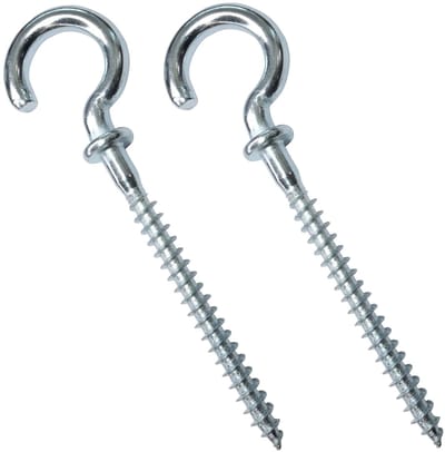 Dailygoods- Schroefhaken Set van 2 - Houtschroef met Onderlegschijf - Verzinkt Staal - Ø4,9 x 84 mm - Haakopening 9 mm - Eenvoudig te Monteren - Haak
