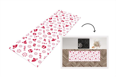 Keukenloper - Loper keuken - Denemarken - Patronen - Rood - 150x50 cm - Keukenloper vinyl