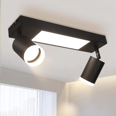 Glitzerlife - Led Opbouwspot - 2xGU10 fitting - 3000K 20W LED lichtbalk - 350° draaibare spots - moderne acryl metalen plafondspot voor keuken slaapkamer gang - Zwart
