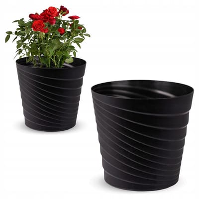 Moderne Antraciet Geribbelde Plantenbak met Inzet 18cm