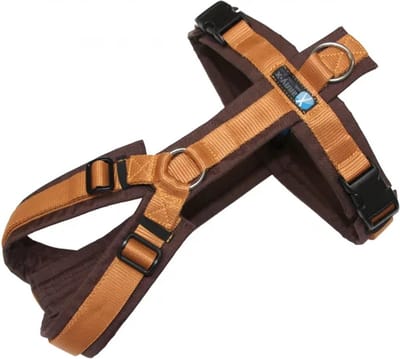 Annyx hondentuig-harnas- Y-tuig-BRUIN-BARNSTEEN-maat L-geschikt voor borst omtrek 70 tot 86cm-gewicht 26-38kg