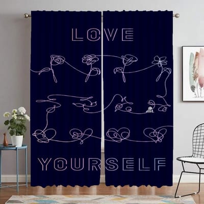 Keukengordijnen voor Woonkamer Gordijn voor Kamer 2 Panelen Kpop-BTS Scheidingswand Halloween Decoratie Interieurgordijnen Elegant W50xH70cmx2pcs-CL