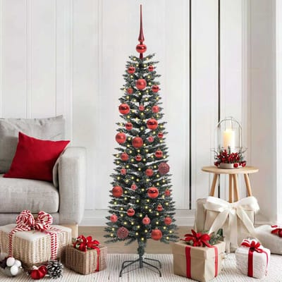 vidaXL - Kunstkerstboom - met - 150 - LED - Groen - 150 - cm - PVC - en - Plastic - en - Staal