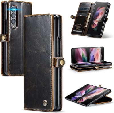 Casemania Hoesje Geschikt voor Samsung Galaxy Z Fold 4 - Rustiek Sienna Brown - Portemonnee Book Case