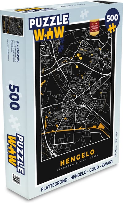 Puzzel Plattegrond - Hengelo - Goud - Zwart - Legpuzzel - Puzzel 500 stukjes - Stadskaart