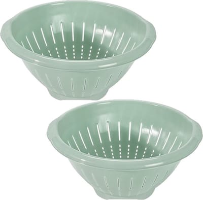 2x stuks kunststof keuken vergieten/zeven 30 x 14 cm met rand mintgroen - Eten schoonmaken/afgieten