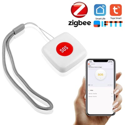 Tuya Zigbee draadloze afstandsbediening oproepknop SOSEnoodknop verzorger pager voor bedstoelvloer wit