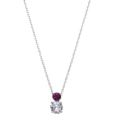 Luxenter 925 sterling zilveren ketting met zirkonia robijn, afwerking in rhodium - Naiuh
