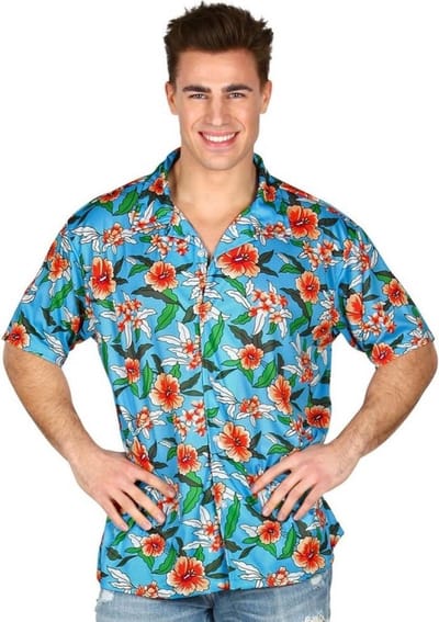 Blauw Hawaii shirt met print