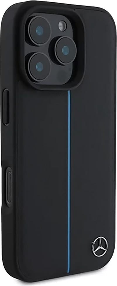 Mercedes-Benz Backcase hoesje geschikt voor iPhone 16 Pro - Effen Zwart - Kunstleer