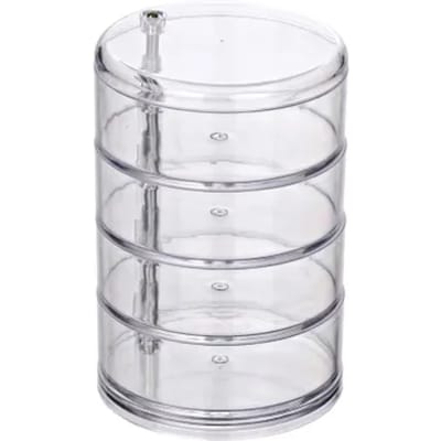 Wenko Badkameropberger Tower - Cosmetica Organizer - Met 4 Vakken - Transparant - 11,6x17,6x11,6cm