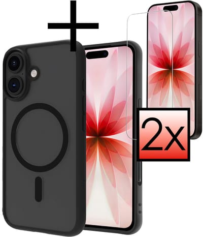 Hoesje - Met Screenprotector - Geschikt voor Apple iPhone 17 - Magsafe Compatible - Sterk & Shockproof - Back Cover - Shock Proof Case - Telefoon Hoes - Zwart