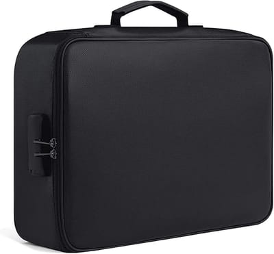 Documententas met slot - Brandwerende kluis - Veilige opslag - Combinatieslot beveiliging - 38 x 32 x 4 cm - Zwart