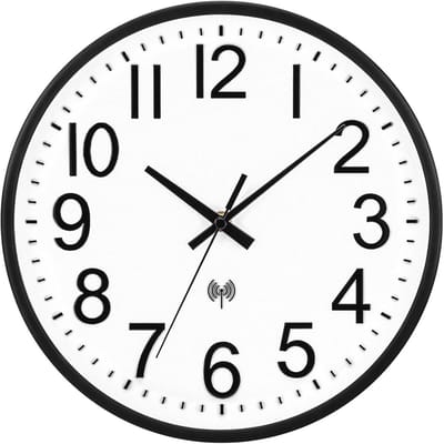 Draadloze Radioklok Wandklok zonder Tikkende Geluiden - 30 cm Keukenklok met Grote Cijfers