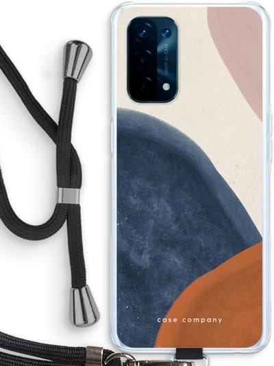 Case Company® - Hoesje met koord geschikt voor Oppo A74 5G hoesje met Koord - Geo #1 - Telefoonhoesje met Zwart Koord - Bescherming aan alle Kanten en Over de Schermrand
