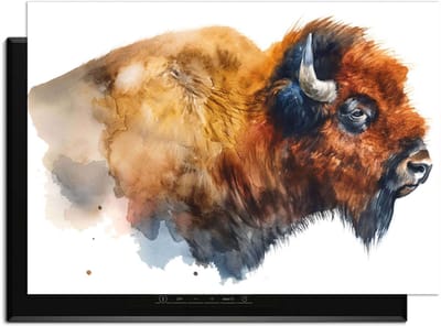 KitchenArt - Majestic Bison - Inductie Beschermer - 83x51.5 cm - Kookplaat Beschermer - Luxe Afdekplaat Inductieplaat - Anti-slip & Oprolbaar - Beschermmat Inductiekookplaat