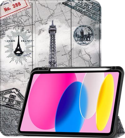 Hoesje - Geschikt voor Apple iPad 10 (2022) - 10.9 inch - 10e Generatie - Dun & Stevig - Trifold Bookcase - Hard Cover Case - Met Uitsparing Geschikt voor Apple Pencil - Hardcover Book - Tablet Hoes - Eiffeltoren