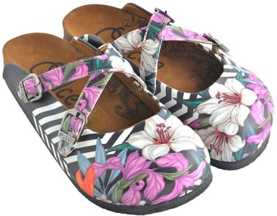 Goby Monochrome Flora Dames Clogs – Vegan – Handmade – Maat 36