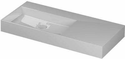 INK United Wastafel Porselein Links Zonder Kraangat incl. Porseleinen Click Plug en Verborgen Overloop Systeem - 1000x450x110 mm - Glans Wit