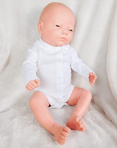 Babidu Romper/Body | Knoopjes voor| Lange Mouw | 1180 | wit | Jongen | 1 maand | Maat 56
