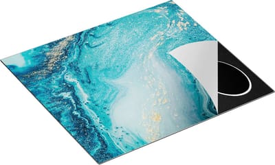 Chefcare Inductie Beschermer Abstracte Kunst Blauwe Oceaan - 60x50 cm - Afdekplaat Inductie - Kookplaat Beschermer - Inductie Mat