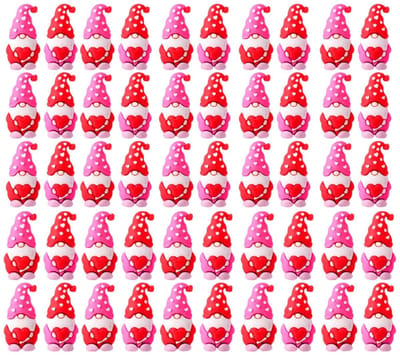 Tuinkabouters - 50 stuks - tuindecoratie - Harsdwerg - dwerg decoratie pop - Mini Kabouters Figuren - Valentijnsdag - Tuinkabouters - Geschikt voor jubilea of ​​Valentijnsdag - Rood, roze