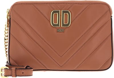 DKNY Leren Schoudertas Avondtas Delphine Crossbody Bag Cashew Lichtbruin