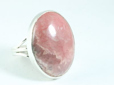 Grote ovale zilveren ring met rhodochrosiet - maat 18.5