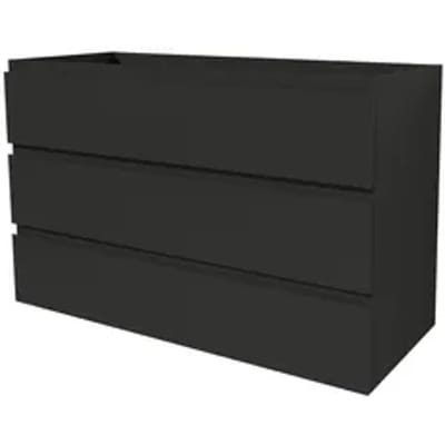 Aquavive Wastafelonderkast Napoli 120cm - Zwart Mat - Met 3 Lades