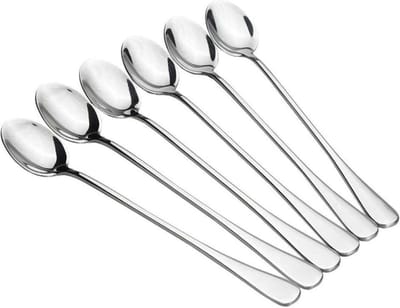 6 Stuks - Longdrinklepels - Lange Lepels voor Dessert - Dessert of Koffie Lepeltjes - Dessertlepels - LOUZIR