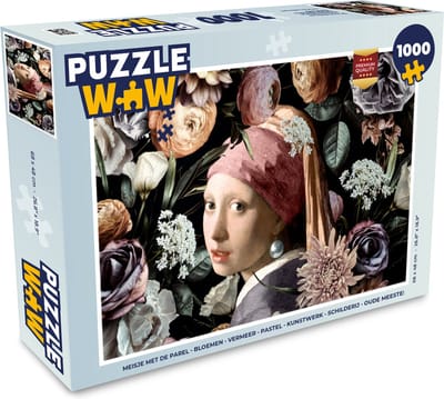Puzzel Meisje met de parel - Bloemen - Vermeer - Pastel - Kunstwerk - Schilderij - Oude meesters - Legpuzzel - Puzzel 1000 stukjes volwassenen