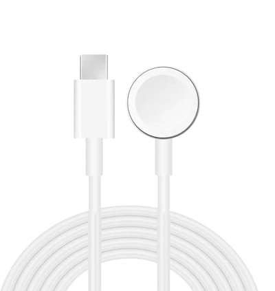Oplader - USB-C oplaadkabel - geschikt voor Apple Watch Series 1 / 2 / 3 / 4 / 5 / 6 / 7 / 8 / 9 / 10 / SE / SE 2 / Ultra / Ultra 2 - draadloos opladen - wit