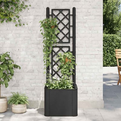 vidaXL - Plantenbak - hoog - met - latwerk - en - zelfbewateringssysteem - antraciet