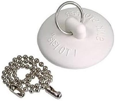 Gootsteenstop met Ketting - Stopkraan Badkamer - Water Dicht Maken - Roestvrij Stalen Ketting - 11 Inch Ketting - Wit