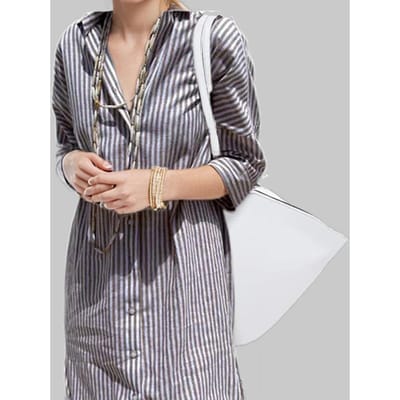 Nieuwe Damesmode Nieuw Gestreept Vest Korte Mouw Shirtkraag Jurk 3XL gray