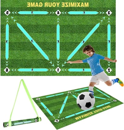 Trainingsmat voor Voetbal met Verstelbare Tailleband, Antislip, Schokabsorberend, 60 x 90 cm, Ideaal voor Techniek en Coördinatie Oefeningen