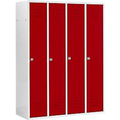 Schäfer Shop Select Kledinglocker met 4 compartimenten, cilinderslot, lichtgrijs/rood