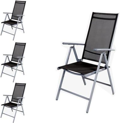 4-delige set tuinstoelen hoge rugleuning verstelbaar aluminium inklapbaar