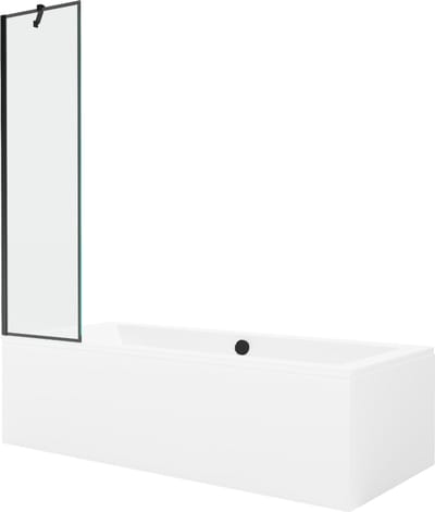 Mexen Cube rechthoekig bad 170 x 80 met omhulsel en 1-delige scherm 50 , zwart patroon - 550517080X9505007070