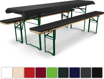 Beautissu Comfort XS gewatteerde bierbankkussentjes & tafelkleed voor bierbank 220x50cm antraciet
