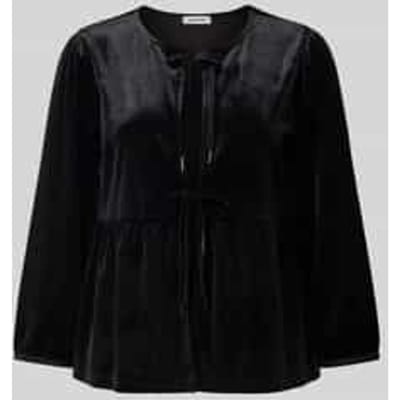 Blouseshirt van fluweel met vetersluiting
