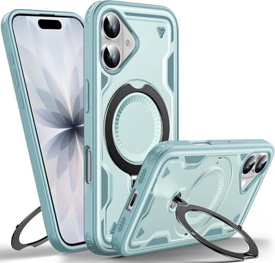 Hoesje Geschikt voor iPhone 17 - Armor hoes met Ringhouder - Arara backcover - Lake Blauw