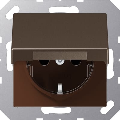 Jung A500 Mocha Schuko Stopcontact Met Scharnierende Afdekking (Europese Stekkerdoos) - A1520NBFKLMO