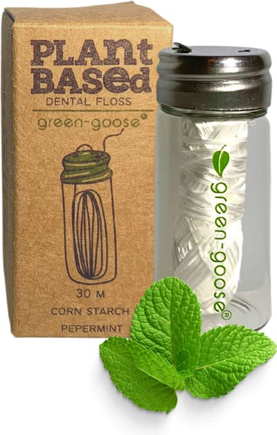 green-goose® Natuurlijk Dental Floss | Mais Flosdraad | Biologisch Afbreekbaar | Geen Plastic | Hervulbaar | Volwassenen en Kinderen